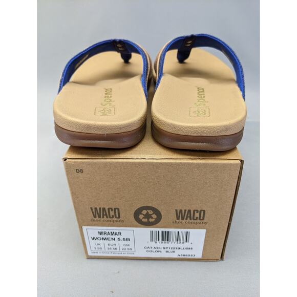 Spenco Miramar SP1223BLU Women Brown Blue Synthetic Flip-Flops Sandals Sz W5.5 B - Picture 6 of 9